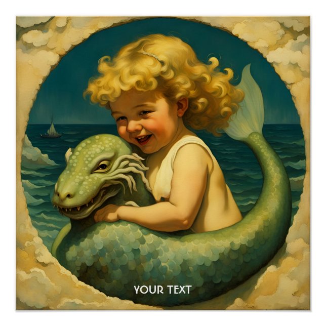 Fantasy Cute Vivid Sea Boy Pet Poster (Front)
