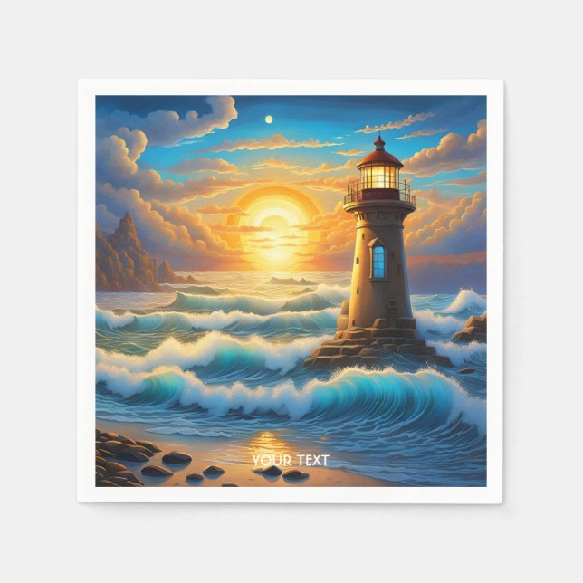 Fantasy Cute Vivid Sea Sun Storm Napkin (Front)