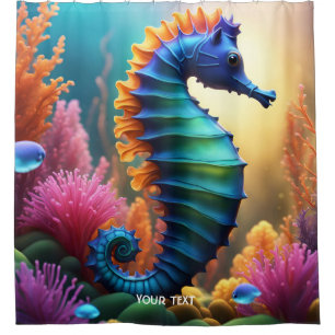 Fantasy Cute Vivid Seahorse Sea Flowers Shower Curtain
