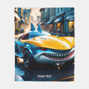 Fantasy Cute Vivid Shark Concept Car Fleece Blanket