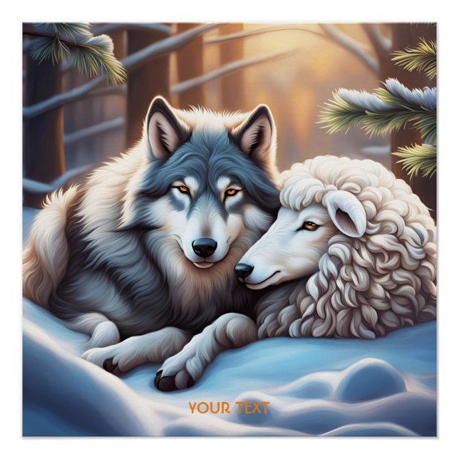 Fantasy Cute Vivid Sheep Wolf Winter Poster (Front)