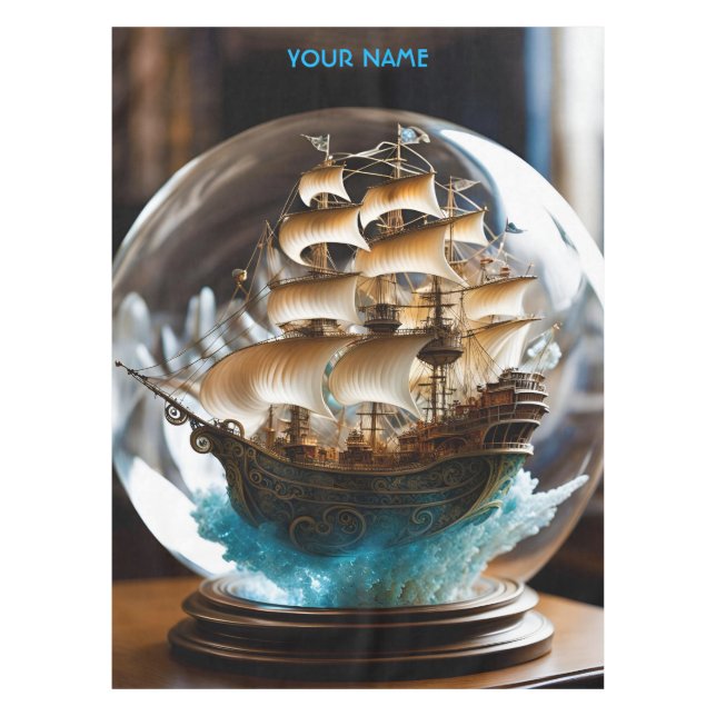 Fantasy Cute Vivid Ship Glass Sphere Tablecloth (Front)