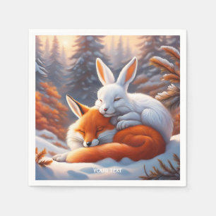 Fantasy Cute Vivid Sleeping Fox Hare Napkin