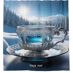 Fantasy Cute Vivid Snow Tea Cup Shower Curtain