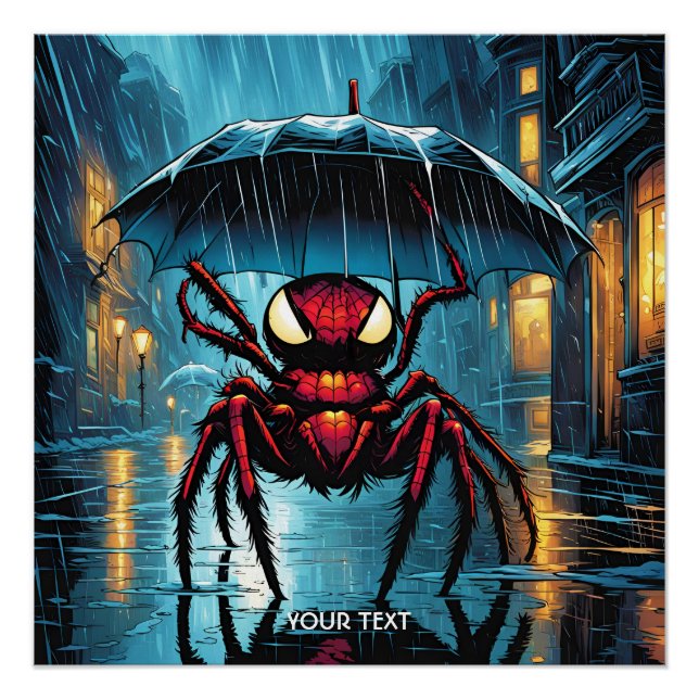 Fantasy Cute Vivid Spider Umbrella Rain Poster (Front)