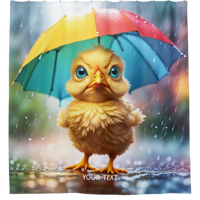 Fantasy Cute Vivid Spring Rain Chicken Shower Curtain (Front)