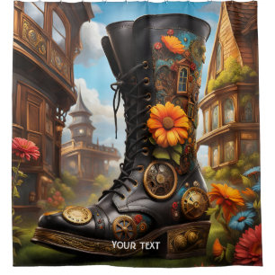 Fantasy Cute Vivid Steampunk Boot House. Perfect A Shower Curtain