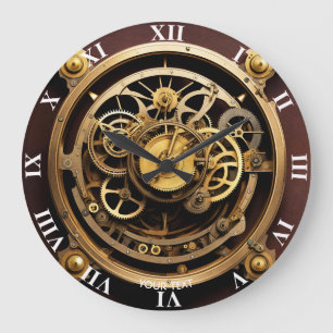 Fantasy Cute Vivid Steampunk Rusty Machine Large Clock