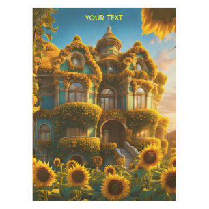 Fantasy Cute Vivid Sunflower Vibrant House Tablecloth