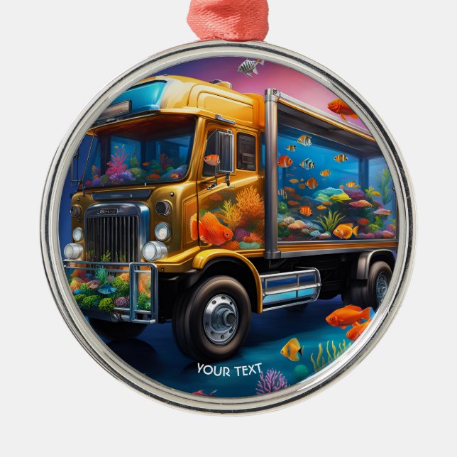 Fantasy Cute Vivid Truck Aquarium Fish Metal Ornament (Front)