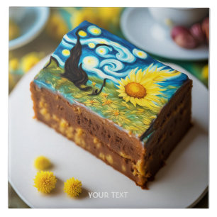Fantasy Cute Vivid Van Gogh Cake Ceramic Tile