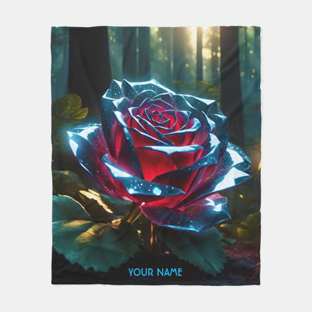 Fantasy Cute Vivid Winter Glass Rose Fleece Blanket (Front)