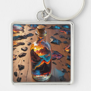 Fantasy Cute Volcano In Bottle Key Ring