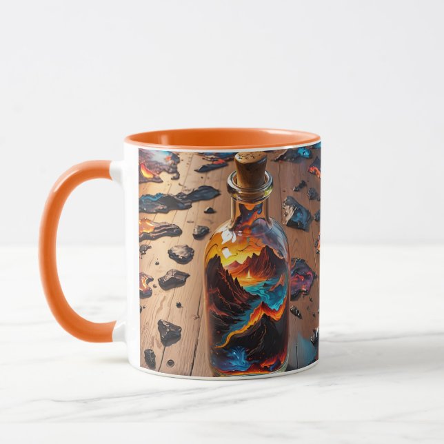 Fantasy Cute Volcano In Bottle Mug (Left)