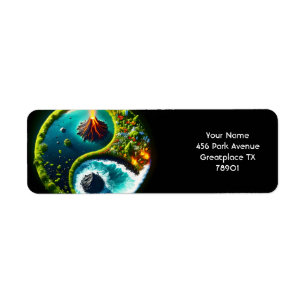 Fantasy Cute Volcano Yin Yang Return Address Label