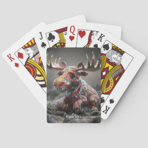 Fantasy Cute Wacky Mosaic Moose Playing Cards