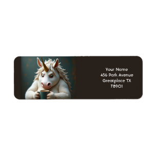 Fantasy Cute Wacky Unicorn Coffee Return Address Label