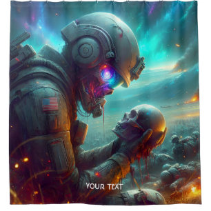 Fantasy Cute Warrior Space Mourning Shower Curtain