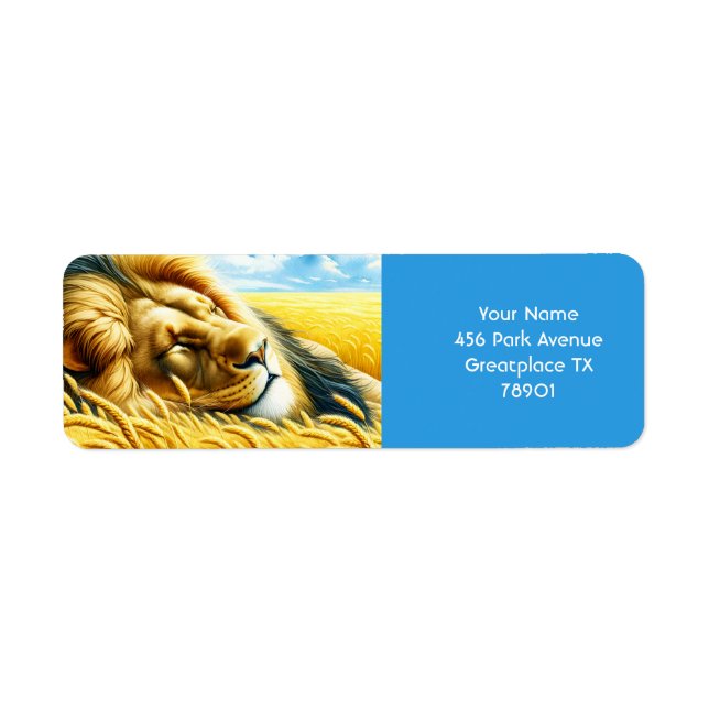Fantasy Cute Wheat Sleeping Lion Return Address Label (Front)