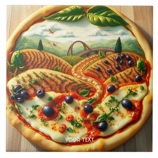 Fantasy Cute Whimsical Italian Landscape Ceramic Tile (Front)