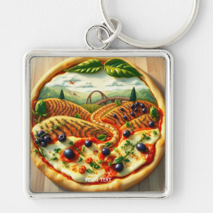 Fantasy Cute Whimsical Italian Landscape Key Ring