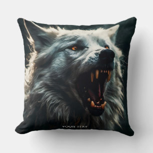 Fantasy Cute White Angry Wolf Cushion