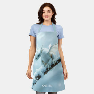 Fantasy Cute White Baby Dragon Apron