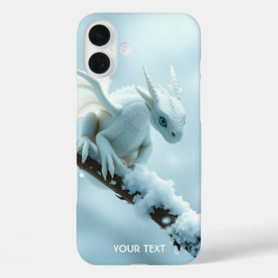 Fantasy Cute White Baby Dragon iPhone 16 Plus Case