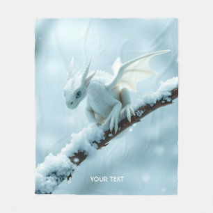 Fantasy Cute White Baby Dragon Fleece Blanket