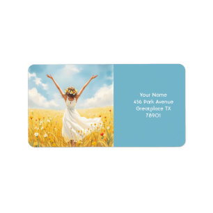 Fantasy Cute White Baby Dragon Label