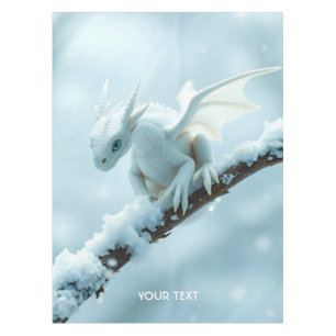 Fantasy Cute White Baby Dragon Tablecloth