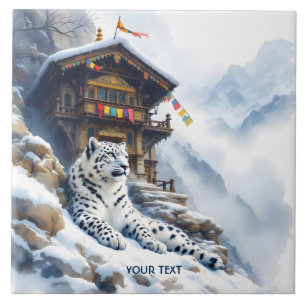 Fantasy Cute White Leopard Snow Ceramic Tile