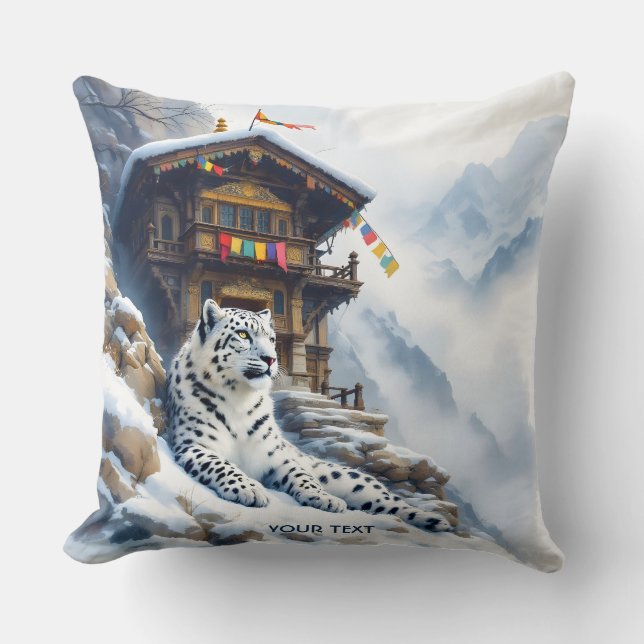 Fantasy Cute White Leopard Snow Cushion (Front)
