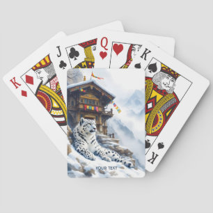 Fantasy Cute White Leopard Snow Playing Cards