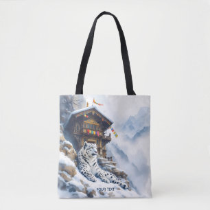 Fantasy Cute White Leopard Snow Tote Bag