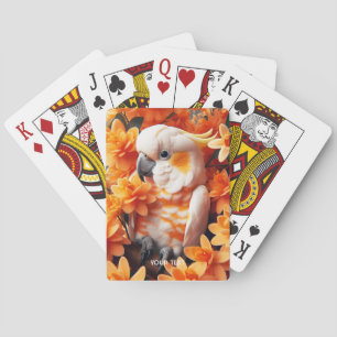Fantasy Cute White Orange Cockatoo Playing Cards