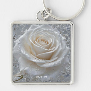 Fantasy Cute White Rose Drops Key Ring