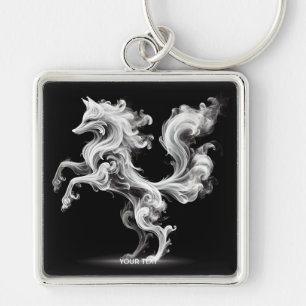 Fantasy Cute White Smoke Fox Key Ring