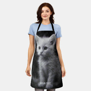 Fantasy Cute White Smoke Kitten Apron