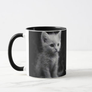 Fantasy Cute White Smoke Kitten Mug