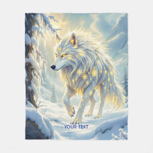 Fantasy Cute White Wolf Winter Fleece Blanket