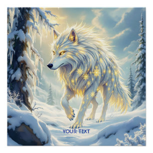 Fantasy Cute White Wolf Winter Poster