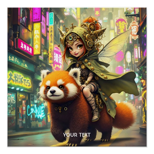 Fantasy Cute Wild Panda Ride Poster (Front)