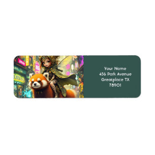 Fantasy Cute Wild Panda Ride Return Address Label