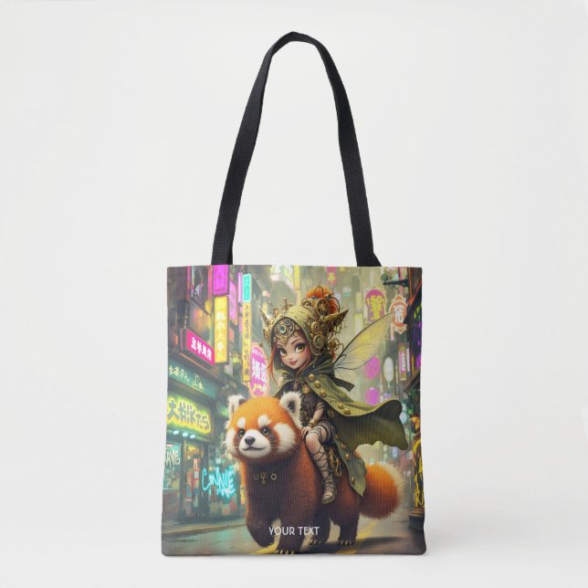 Fantasy Cute Wild Panda Ride Tote Bag (Front)