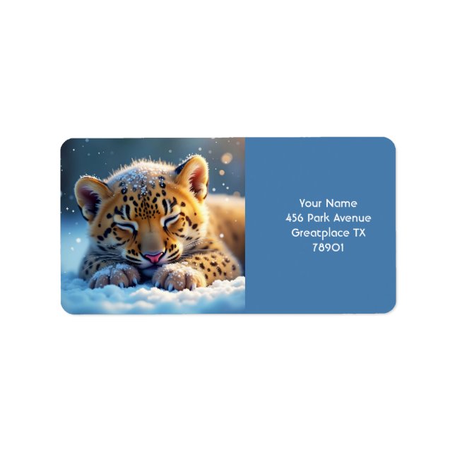 Fantasy Cute Winter Baby Leopard Label (Front)