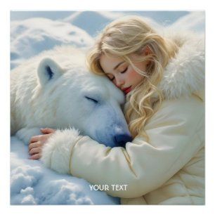 Fantasy Cute Winter Bear Girl Poster