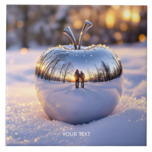 Fantasy Cute Winter Snow Apple Ceramic Tile