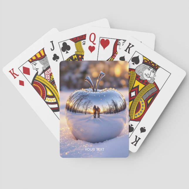 Fantasy Cute Winter Snow Apple Playing Cards (Back)