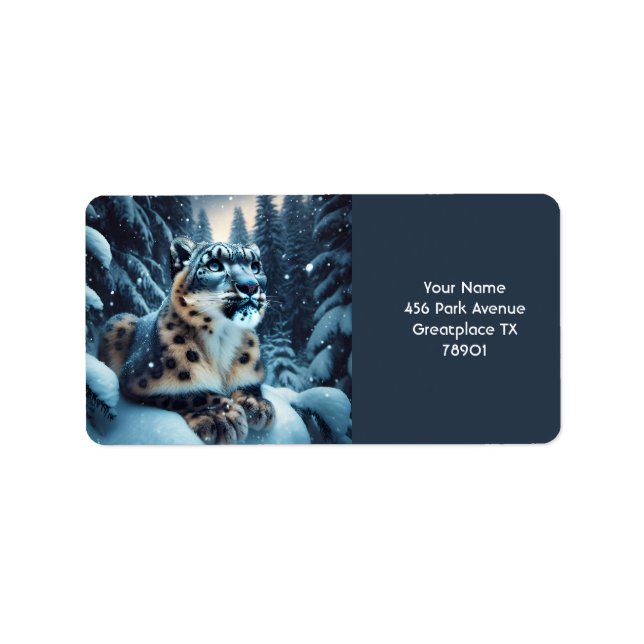 Fantasy Cute Winter Snow Leopard Label (Front)